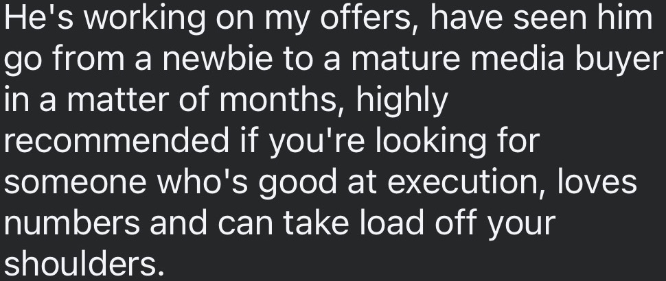 Original anonymous review about media buying & execution